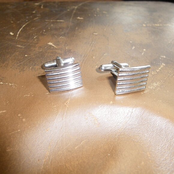 Men Men\'s Sterling Silver Cufflinks - Sleek Modern Style